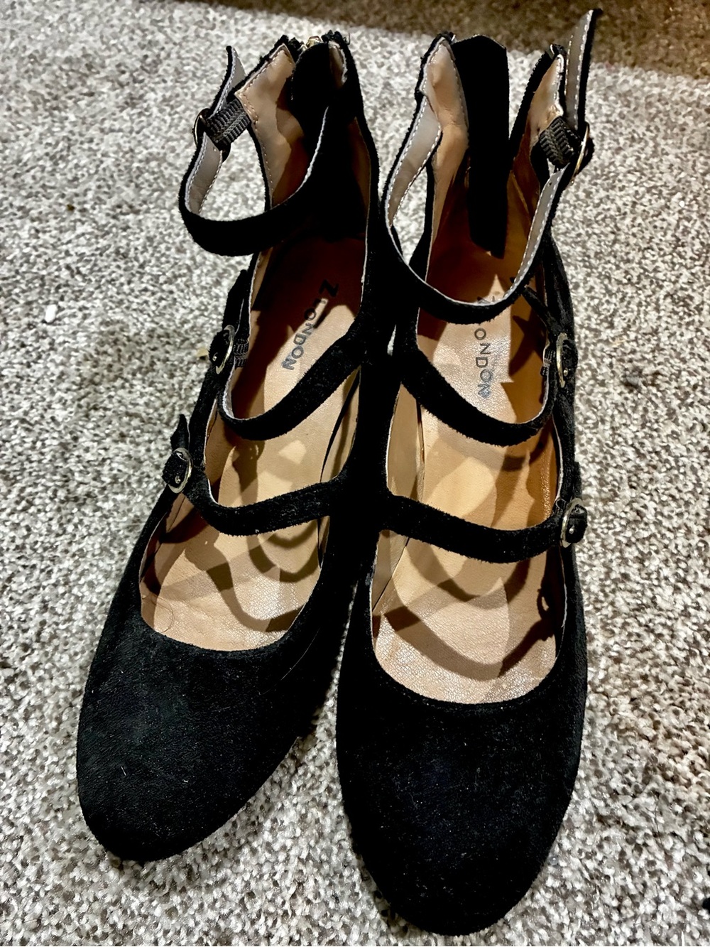 Black Suede Multi-Strap Heels -